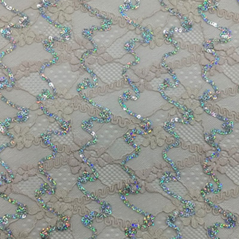 Embroidered Fabric Sequin Evening Nylon Lace Fabric for Women's Wear W 11